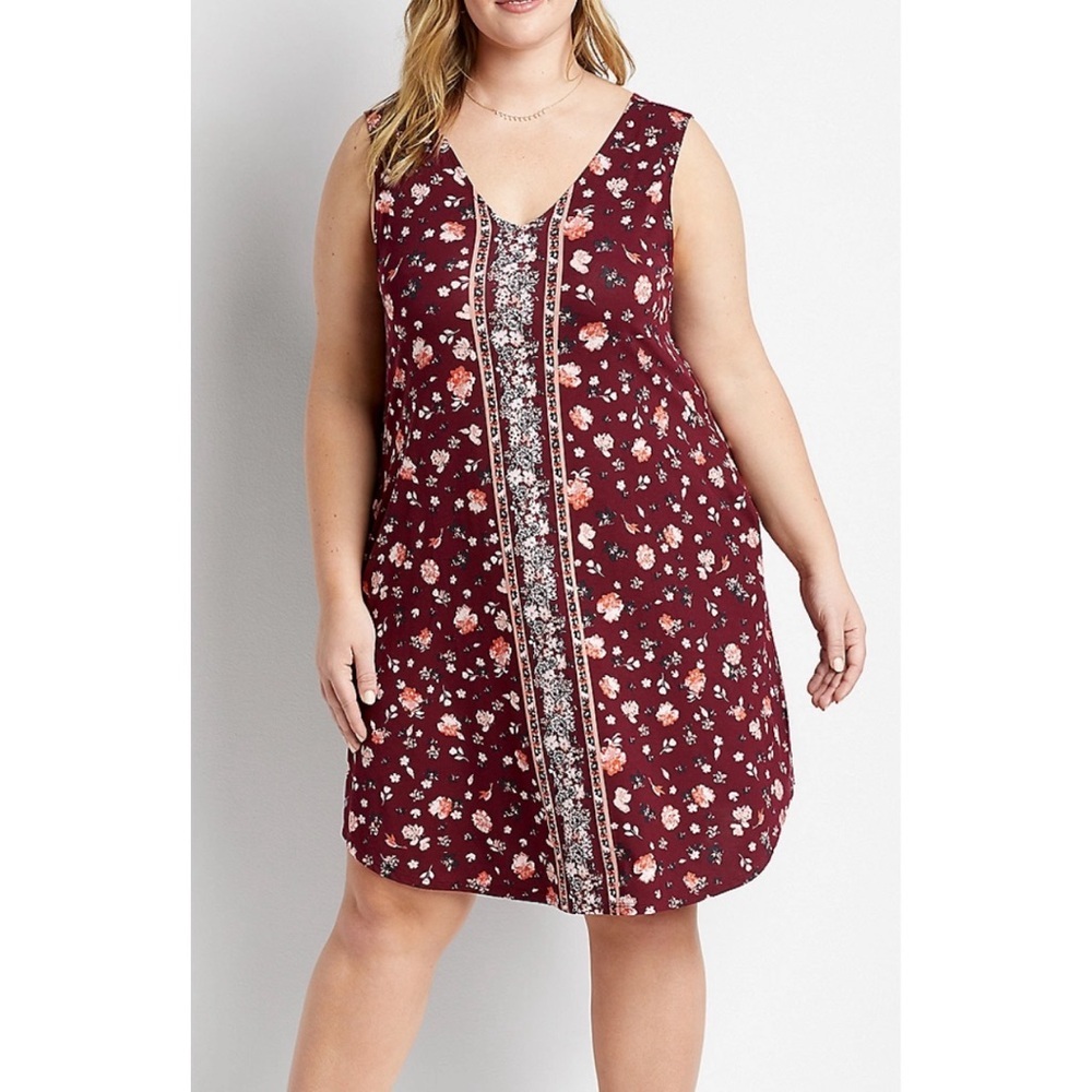 Maurices Plus Size 24/7 Red Floral Shift Dress
